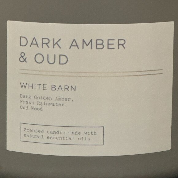 BBW Dark Amber & Oud White Barn Bath & Body Works 3 Wick Candle - Picture 3 of 10
